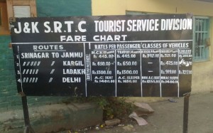 JKSRTC Bus Tariff at TRC